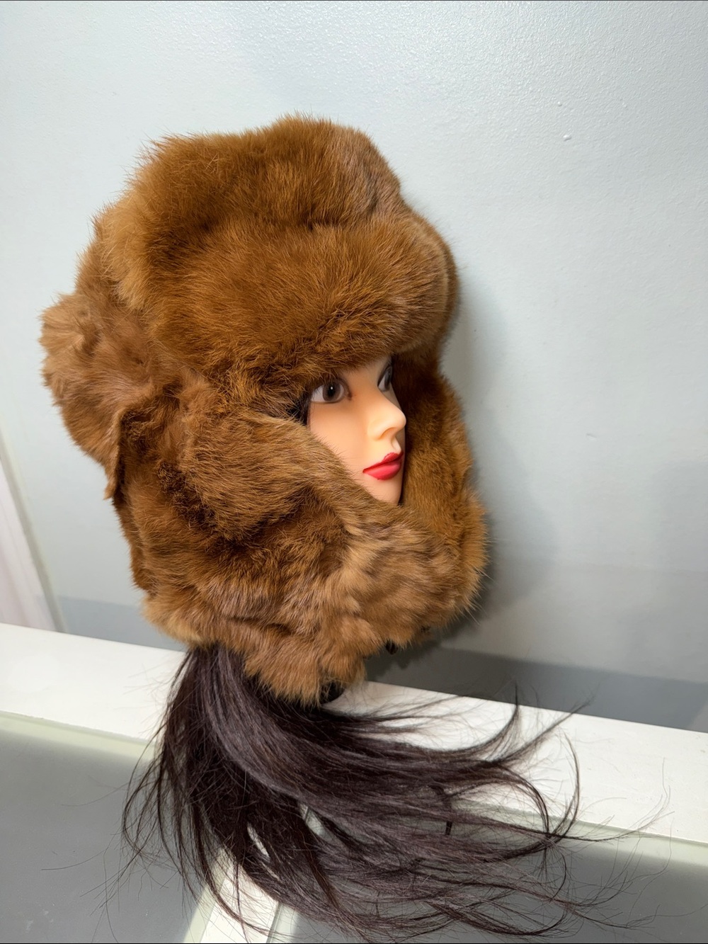 Real Genuine Red Fox Full Fur Warm Insulated Winter Trapper Hat S/M